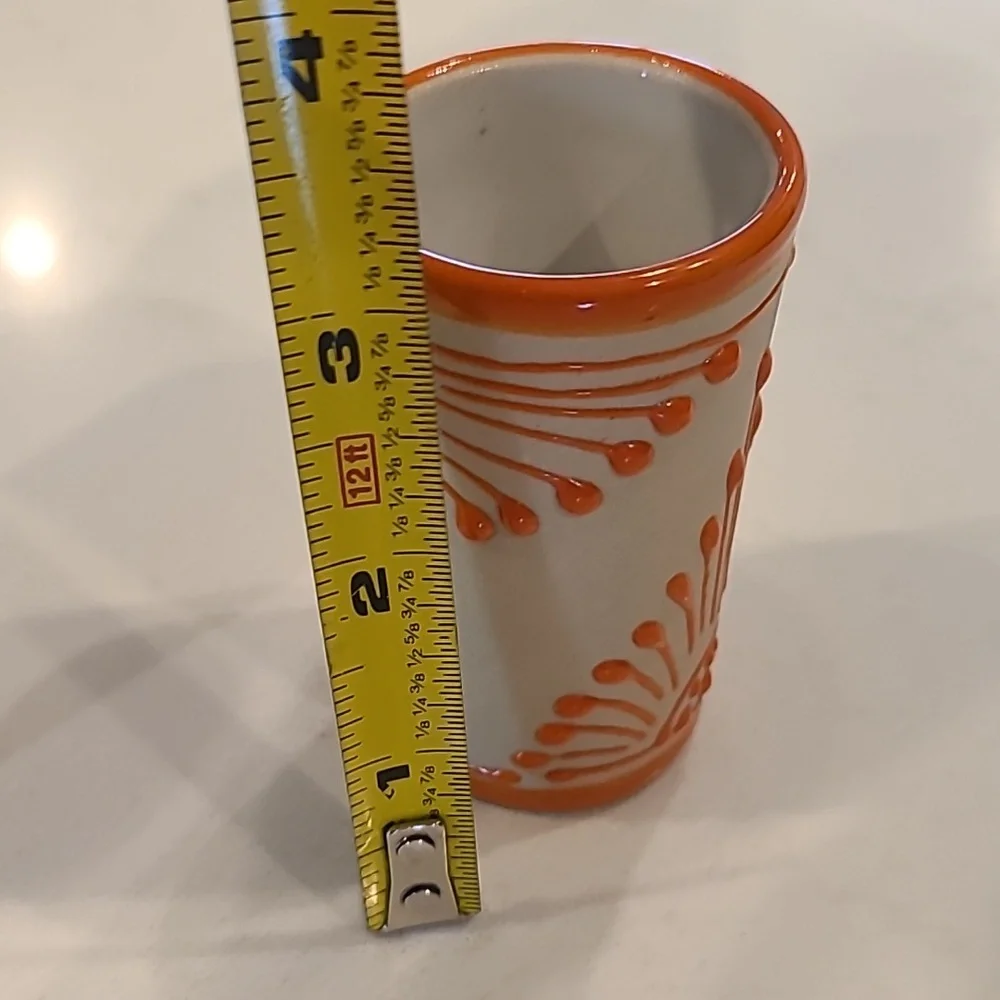 Handcrafted Talavera Ceramic Vases/ Shot Glasses - Orange and Yellow Accents